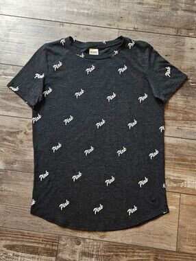 PINK Logo Tee Heather Gray Size Small